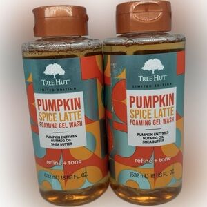 Tree Hut Pumpkin Spice Latte Foaming‎ Gel Wash Sealed 18 FL OZ Each 2 Pack